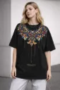 Unisex Black Baroque Crest Graphic Oversized T-Shirt – Couture Series
