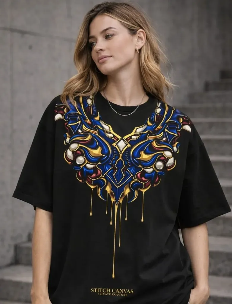 Unisex Black Regal Crest Graphic Oversized T-Shirt – Private Couture