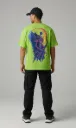 Men’s Neon Green Angel Warrior Back Print Oversized T-Shirt
