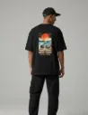 Men’s Black “Sunset Escape” Back Print Oversized T-Shirt